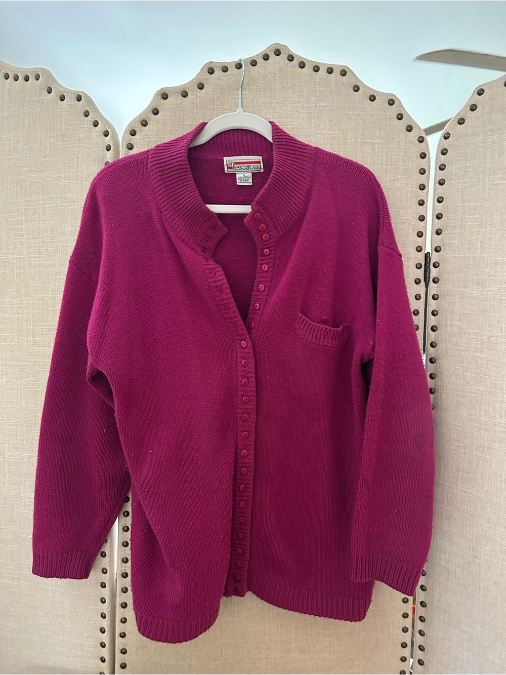 Vintage Magenta / Berry / Dark Purple Button-Front Vtg Cardigan Sweater